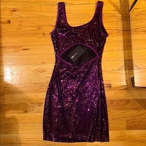Fashion Nova Glittering Purple Mini Dress